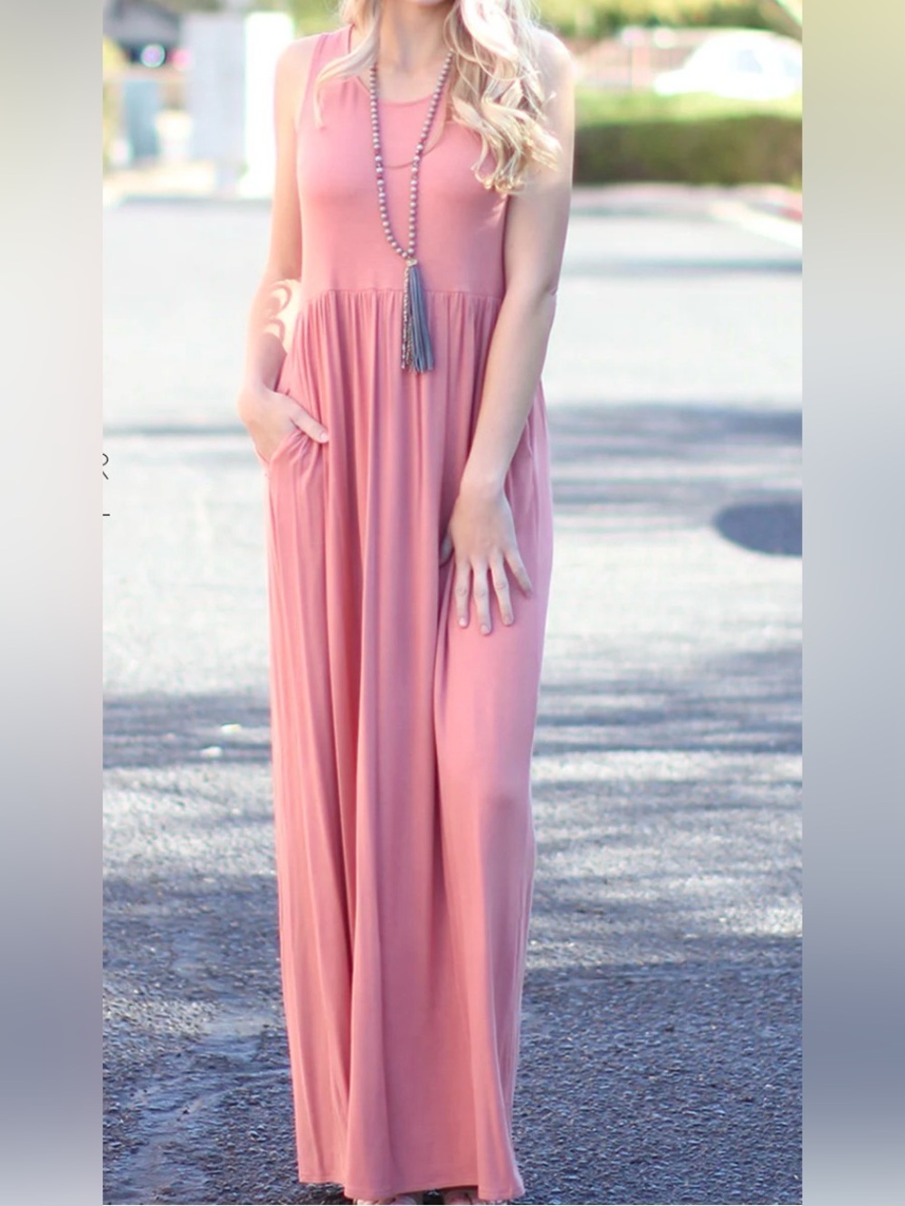 Beeson River Mauve Racerback Tank Maxi Dress
